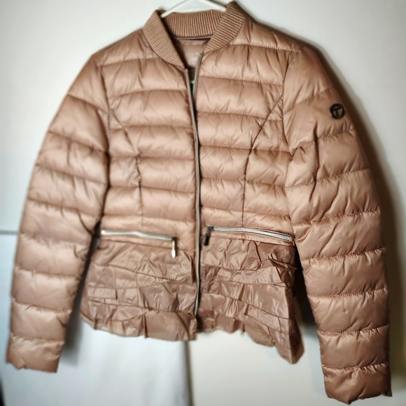 Tahari women's ruffled bomber jacket size small pink mauve color - Picture 1 of 4